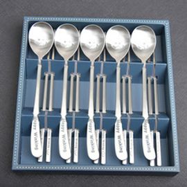 [HAEMO] Happy Winking  Spoon& Chopsticks 5Set _ Reusable Stainless Steel Korean Chopsticks Spoon Tableware Home, Kitchen or Restaurant