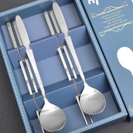 [HAEMO] Levitate Matte Spoon Chopsticks 2 Set _ Reusable Stainless Steel, Korean Chopstick Spoon _ Made in KOREA