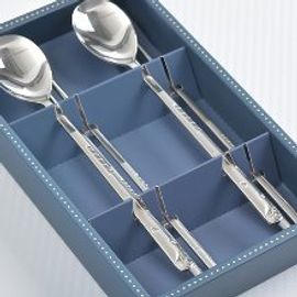 [HAEMO] Golf Silver Spoon Chopsticks, 2 Set  _ Reusable Stainless Steel, Korean Chopstick Spoon, Tableware _ Made in KOREA