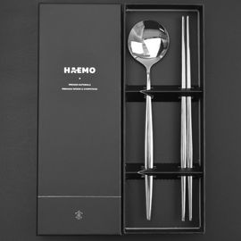 [HAEMO] Royal 2, semi-matte  Spoon Chopsticks 1 Set _ Reusable Stainless Steel, Korean Chopstick Spoon _ Made in KOREA