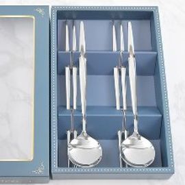 [HAEMO] Royal2  Spoon Chopsticks 2Set _ Reusable Stainless Steel Korean Chopstix Spoon Tableware Home, Kitchen or Restaurant