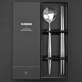 [HAEMO] Royal 2, Spoon Chopsticks, 1 Set (BK) _ Reusable Stainless Steel, Korean Chopstick Spoon _ Made in KOREA