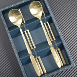 [HAEMO] Ten Longevity Symbolic Levitating titanium Spoon Chopsticks 2Set  _ Reusable Stainless Steel Korean Chopstix Spoon Tableware Home, Kitchen or Restaurant