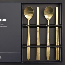[HAEMO] Ten Symbols of Longevity Untact Titanium Spoon Chopsticks 2Set-Spoon Chopsticks Korean Stainless Steel Cutlery-Made in Korea