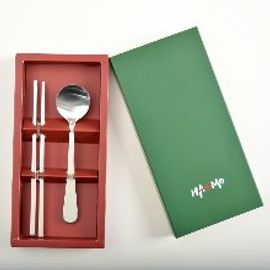 [HAEMO] Bonitto Matte _ Ivory, Spoon & Chopsticks, 1 Set _ Reusable Stainless Steel, Korean Chopsticks Spoon _ Made in KOREA