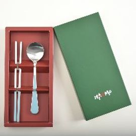 [HAEMO] Bonitto Matte _ Sky Blue, Spoon & Chopsticks, 1 Set _ Reusable Stainless Steel, Korean Chopsticks Spoon _ Made in KOREA