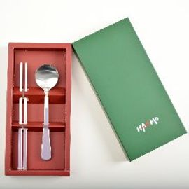 [HAEMO] Bonitto Matte _ Violet, Spoon & Chopsticks, 1 Set _ Reusable Stainless Steel, Korean Chopsticks Spoon _ Made in KOREA