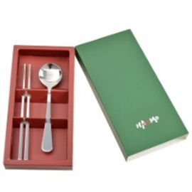 [HAEMO] Bonitto _Gray Spoon Chopsticks 1Set _ Reusable Stainless Steel Korean Chopsticks Spoon Tableware Home, Kitchen or Restaurant