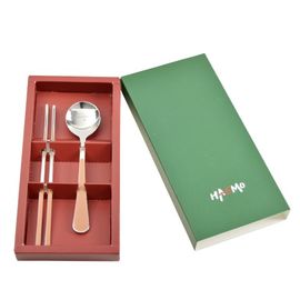 [HAEMO] Bonitto_Orange, Spoon & Chopsticks, 1 Set_ Reusable Stainless Steel, Korean Chopsticks Spoon _ Made in KOREA