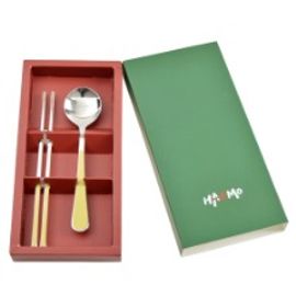 [HAEMO] Bonitto_Mustard, Spoon & Chopsticks, 1 Set_ Reusable Stainless Steel, Korean Chopsticks Spoon _ Made in KOREA