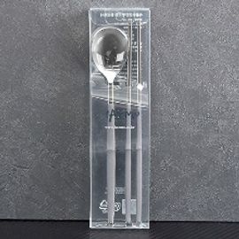 [HAEMO] Venezia Spoon Chopsticks  1Set (Pet) _ Reusable Stainless Steel Korean Chopstix Spoon Cutlery Tableware Home, Kitchen or Restaurant, Made in Korea
