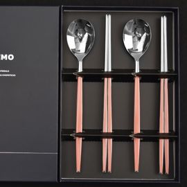 [HAEMO] Venezia Spoon Chopsticks Pink 2Set (BK) _ Reusable Stainless Steel Korean Chopstix Spoon Cutlery Tableware Home, Kitchen or Restaurant, Made in Korea