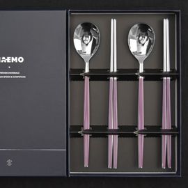 [HAEMO] Venezia Spoon Chopsticks, Violet 2 Set (BK) _ Reusable Stainless Steel, Korean Chopstick Spoon _ Made in KOREA