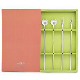 [HAEMO] Pepero Long teaspoon & teafork 4P Set _ Reusable Stainless Steel Korean Chopstix Spoon Tableware Home, Kitchen or Restaurant,Made in korea,