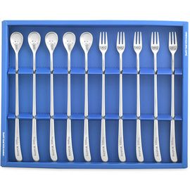 [HAEMO] Happy Winking long teaspoon & teafork 10P Set _ Reusable Stainless Steel Korean Chopsticks Spoon Tableware Home, Kitchen or Restaurant