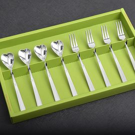 [HAEMO] Heart teaspoon & teafork 8P Set _ Reusable Stainless Steel Korean Chopstix Spoon Tableware Home, Kitchen or Restaurant,Made in korea,
