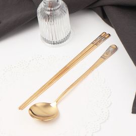 [Oseobang Class] Goldmoon Luxury 24K Gold Spoon 1 Person Gift Set (1P spoon + 1 pair of chopsticks)_Spoon, chopsticks, cutlery set, parents, gift, gift set_Made in Korea