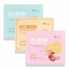  [Clover] Withcook Strawberry-Flavored Sand Wafer 8g x 30pcs – Premium Snack, Light & Crispy Treat, Kids' Snack – Made in Korea