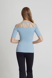 [Surpplex] CLWT8054 Athena Off Shoulder Top Pale Sky, Gym wear, Sweats, Sportswear, Jogging Clothes, T-shirts, Fashion Sportswear, Casual tops For Women _ Made in KOREA