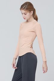 [Cielcoco] CLWT8069 Semi-Slim Long Sleeve T-shirt Peach Pink, Gym wear, Sweats, Sportswear, Jogging Clothes, T-shirts, Fashion Sportswear, Casual tops For Women _ Made in KOREA