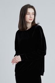 [Cielcoco] CLWT8073 Simply Velvet Sweatshirt Black, Sweats, Sportswear, Jogging Clothes, T-shirts, Fashion Sportswear, Casual tops For Women _ Made in KOREA