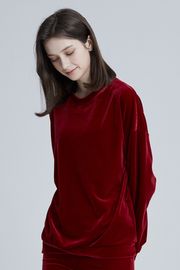 [Cielcoco] CLWT8073 Simply Velvet Sweatshirt Red, Sweats, Sportswear, Jogging Clothes, T-shirts, Fashion Sportswear, Casual tops For Women _ Made in KOREA