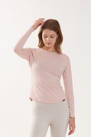 Cielcoco CLWT8097 Cozy Long Sleeve Flatlock Raglan Workout Top UV Protection Shirt _ PINK  _ Made in Korea