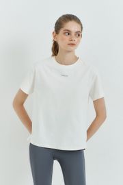 Cielcoco CLWT8110 Sorona Basic Short Sleeve Black Semi Cropped Women Activewear Workout T-Shirt  _IVORY _ Made in Korea