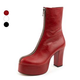 [KUHEE] Ankle_2324K 10cm _ Zipper Ankle Boot for Women with Comfort, Girl's Fashion Shoes, High Heels, Bootie Ankle Boot, Handmade, Cowhide _ Made in Korea