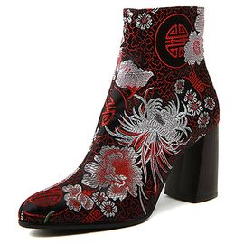 [KUHEE] Ankle_6761 8cm Iro _ Zipper Ankle Boot for Women with Comfort, Girl's Fashion Shoes, High Heels, Bootie Ankle Boot, Handmade, Jacquard Fabric _ Made in Korea