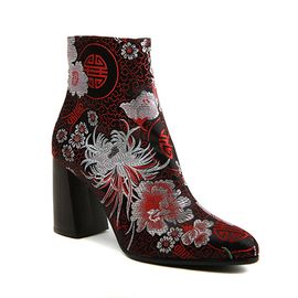 [KUHEE] Ankle_6761 8cm Iro _ Zipper Ankle Boot for Women with Comfort, Girl's Fashion Shoes, High Heels, Bootie Ankle Boot, Handmade, Jacquard Fabric _ Made in Korea