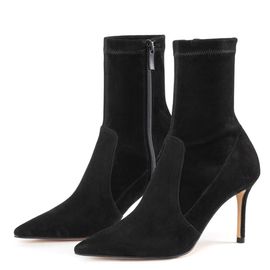 [KUHEE] Ankle_8414K 8cm _ Zipper Socks Ankle Boot for Women with Comfort, Girl's Fashion Shoes, High Heels, Bootie Ankle Boot, Handmade, Sheepskin Suede _ Made in Korea