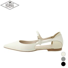 [KUHEE] Flat_7080_1.cm Tone On Tone Open Strap_ Flat Shoes for women with Comfort, Girl's Fashion Shoes, Soft Slip on, Handmade, Cowhide _ Made in Korea