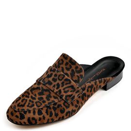[KUHEE] Bloafers 8369K 2cm - Leopard Suede Mule Simple Leather Handmade Shoes - Made in Korea