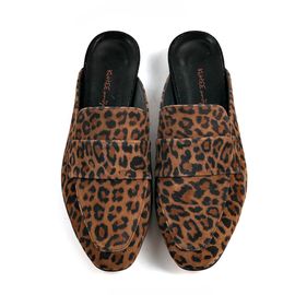 [KUHEE] Bloafers 8369K 2cm - Leopard Suede Mule Simple Leather Handmade Shoes - Made in Korea