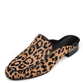 [KUHEE] Loafer 8374K 2cm-Leopard Mule Blooper Flat Shoes Handmade Leather - Made in Korea