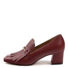 [KUHEE] Loafers 8312K 5cm - Women's Classic Cowhide Shoes Middle Heel Handmade Shoes - Made in Korea