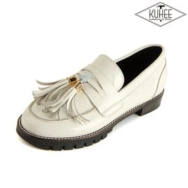 [KUHEE] 2cm Shame Loafers (6712)WH - Women's Basic Formal Shoes Tassel Middle Heel Handmade Shoes - Made in Korea