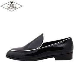 [KUHEE] Modern Combination Loafers 2cm(7032-1)-Women's Loafers Formal Shoes Shoes Middle Heel Handmade Shoes-Made in Korea