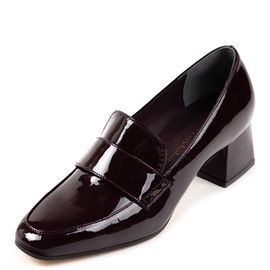 [KUHEE] Loafers 8348K 5cm - Women's Square Toe Classic Daily Casual Shoes Middle Heel Handmade Shoes - Made in Korea