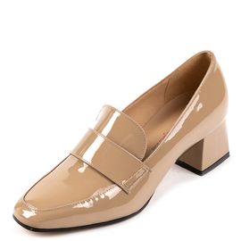 [KUHEE] Loafers 8348K 5cm - Women's Square Toe Classic Daily Casual Shoes Middle Heel Handmade Shoes - Made in Korea