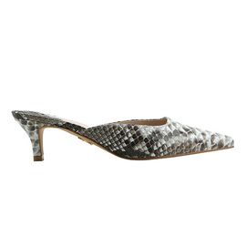 [KUHEE] Anaconda Square Mule 5cm(7042-1)-Real Anaconda Leather Luxury High Heel Middle Heel Shoes-Made in Korea