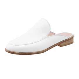 [KUHEE] Stitch Round Bloafers 2cm(7058)-Mules cowhide casual basic slippers shoes - Made in Korea