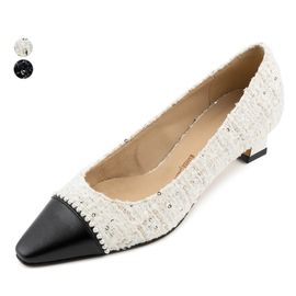 [KUHEE] Pumps 2307K-1 4cm-Women's Pumps Shoes Tweed Mid Heel Handmade Shoes - Made in Korea