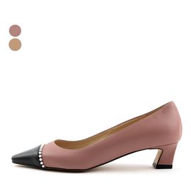 [KUHEE] Pumps 2307K 4cm - Women's Middle Heel Leather Pearl Handmade Shoes - Made in Korea