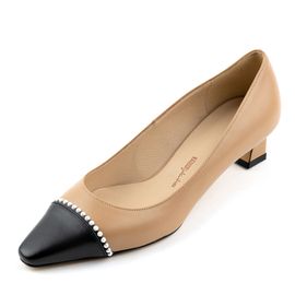 [KUHEE] Pumps 2307K 4cm - Women's Middle Heel Leather Pearl Handmade Shoes - Made in Korea