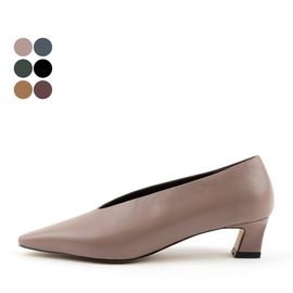 [KUHEE] Pumps_2325K 4cm - Women's Pumps Shoes Leather Mid Heel Handmade Shoes - Made in Korea
