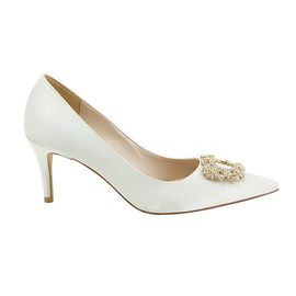 [KUHEE] Gold Jewelry Wedding Pumps 5, 7cm (7045) - Handmade Women's Wedding Party High Heel Satin Shoes - Made in Korea