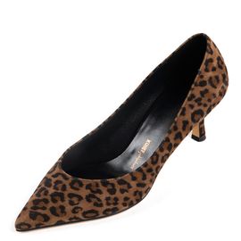 [KUHEE] Pumps 8371K 6cm-Stellertoheel Leopard Daily Middle-Heel Suede Handmade Shoes - Made in Korea
