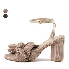 [KUHEE] Sandals 2029K 8cm-Ribbon Embellished Open-toe Strap High Heel Shirring Handmade Shoes-Made in Korea